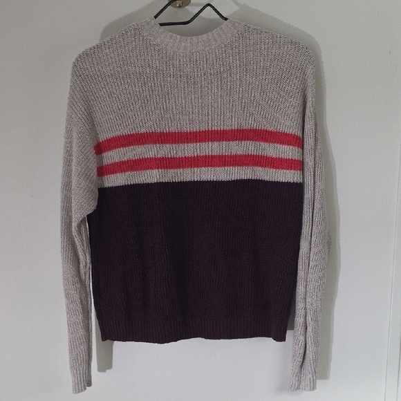 American Eagle Outfitters Purple and Cream Crew Neck Sweater - Picture 5 of 7